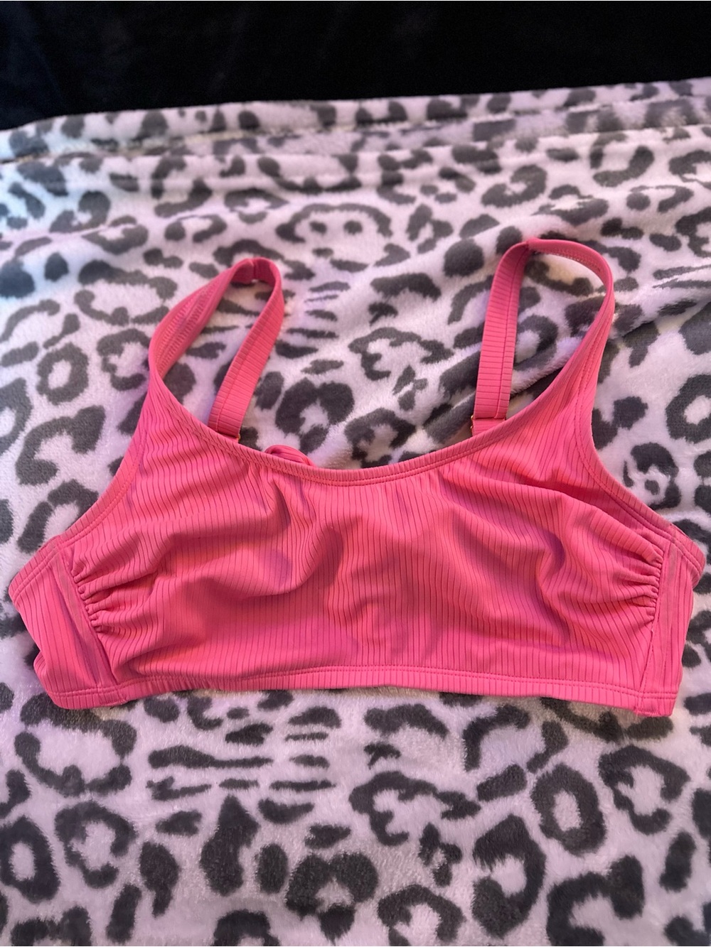wild fable Bright Pink Ribbed bikini top